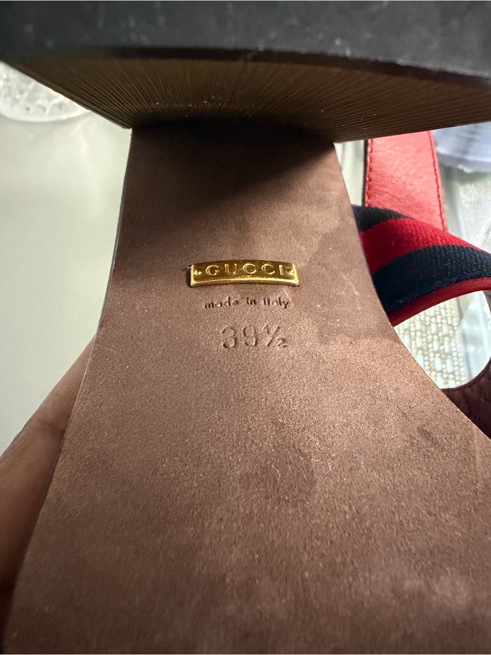 Gucci Red and Navy Slide Sandal